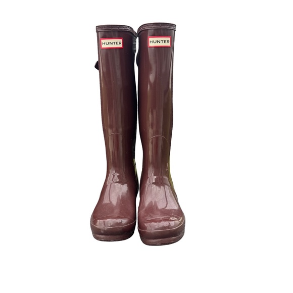 Hunter Women’s Original Tall Rain Boots — Size 7, Burgundy with Buckle - Picture 1 of 5